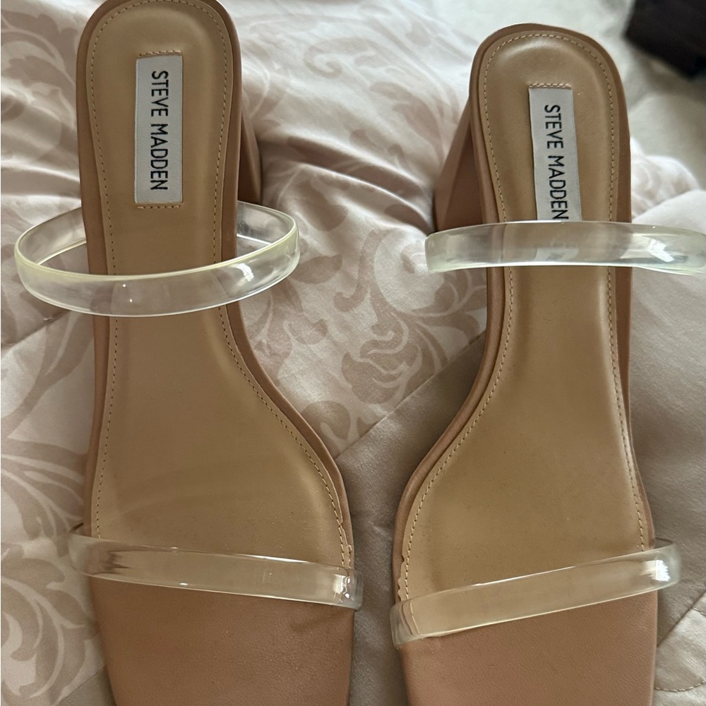Steve Madden Nude Heels with Clear Straps